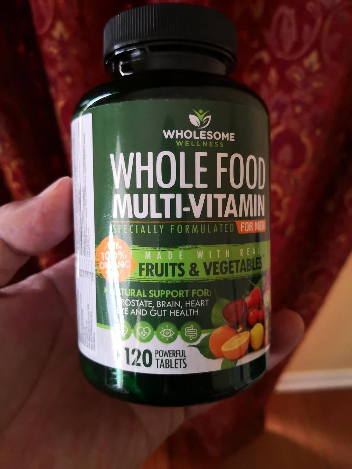 Wholesome Wellness Whole Food Multivitamin for Men - Natural Multi Vitamins, Minerals, Organic Extracts - Vegan Vegetarian - 120 Tablets Gsupps Australia