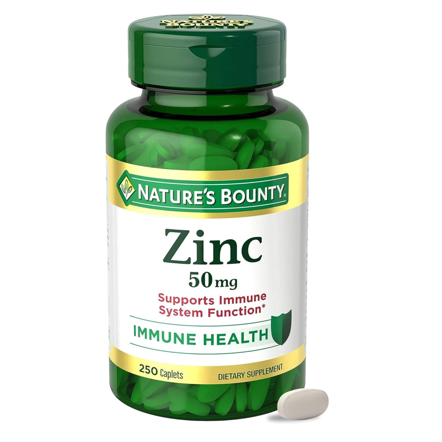 Nature’s Bounty Zinc 50mg, Immune Support & Antioxidant Supplement, Promotes Skin Health, 1 Caplet Per Day, Gluten Free, 250 Vegetarian Caplets Nature's Bounty
