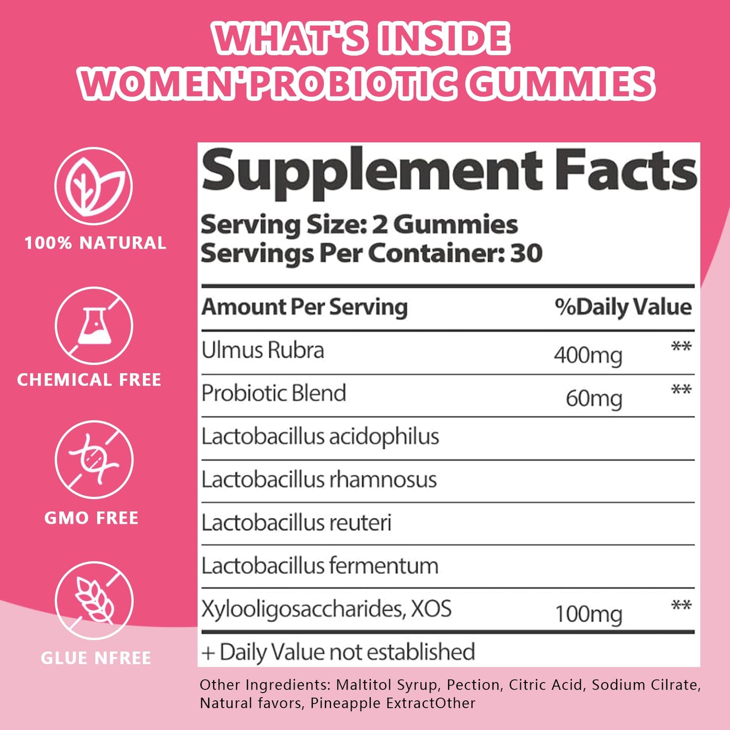 Itiban Feminine Vaginal Probiotics Gummies, Supports pH Balance & Digestive Health, Slippery Elm for Women, Suagr-Free Itiban