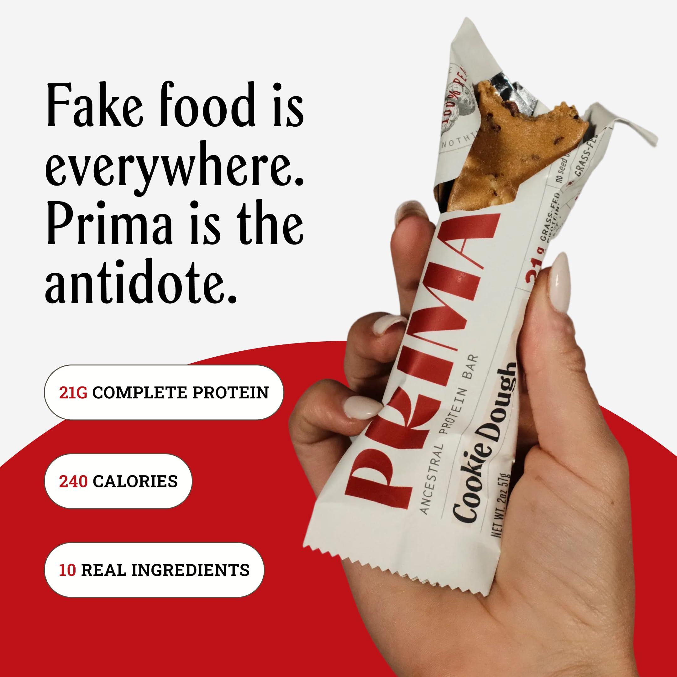 PRIMA Cookie Dough Protein Bar | 21g Grass Fed Whey and Collagen | No Seed Oils, No Preservatives, Raw Honey Sweetened | 7 Pack PRIMA ANCESTRAL PROTEIN BAR buy australia supplements