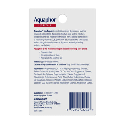Aquaphor Lip Repair Ointment, Value Pack, 2 x 0.35 FL OZ Aquaphor