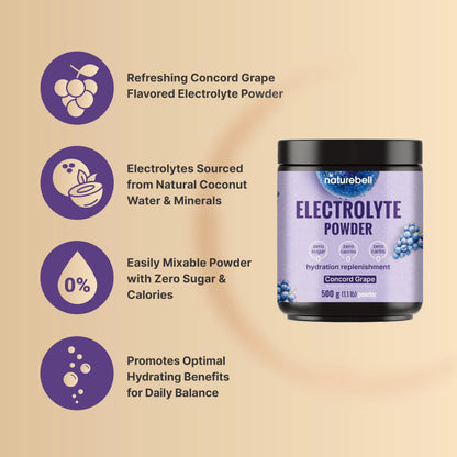NatureBell Electrolytes Powder No Sugar, 500g (76 Servings) | Keto Fast Hydration Powder, Carnivore-Friendly Electrolyte – 1,000mg High Potassium, Minerals, NatureBell