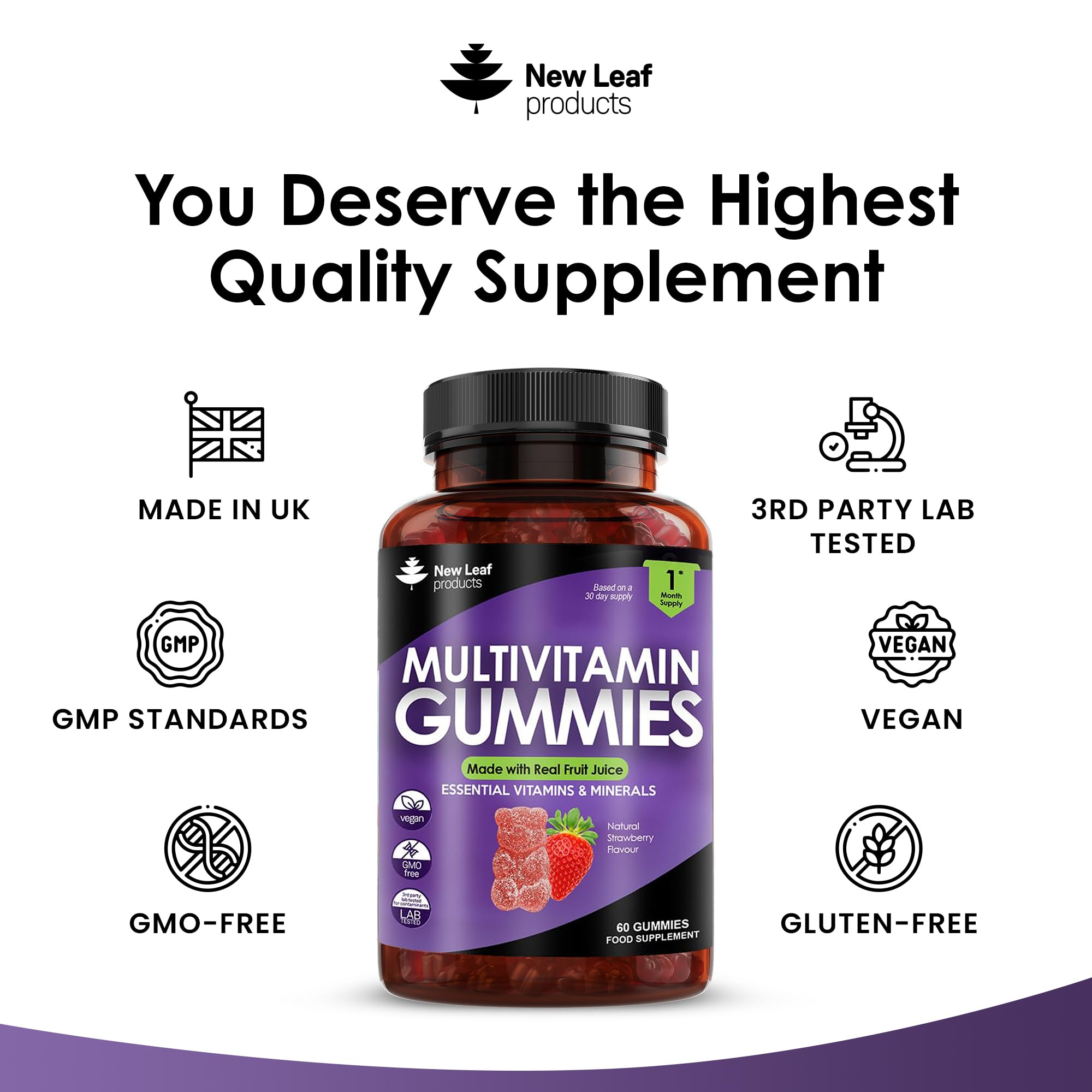 Multivitamin Gummies High Strength for Men Women - Vegetarian +14 Essential Vitamins NEW LEAF PRODUCTS buy australia supplements