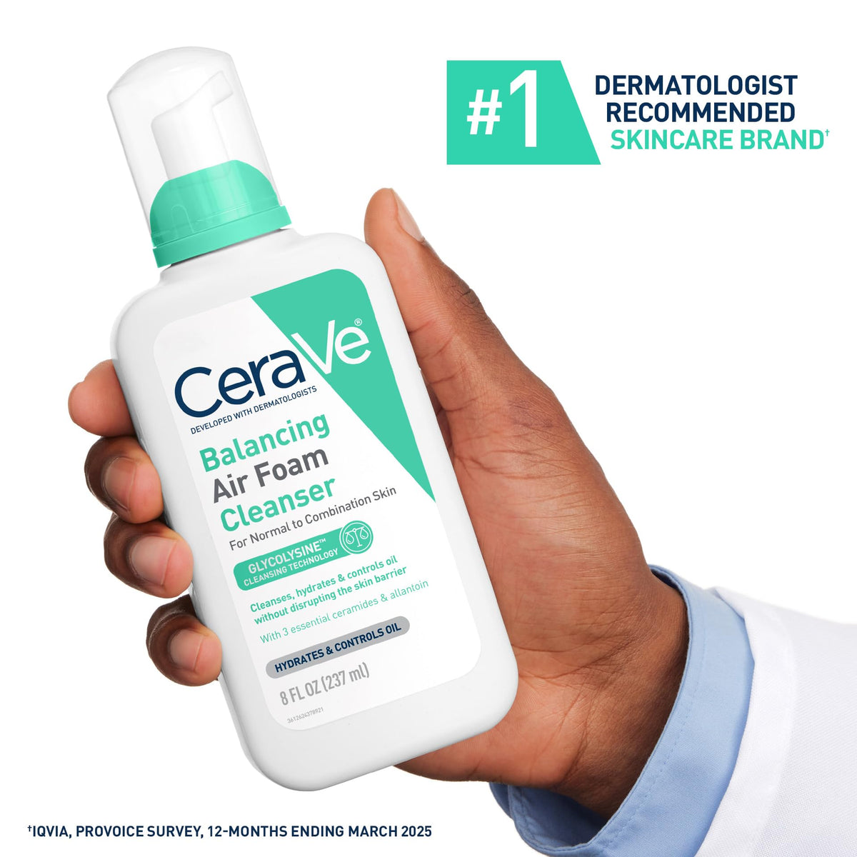 CeraVe Air Foam Face Wash, Hydrating Facial Cleanser, Combination Skin, 8oz CeraVe