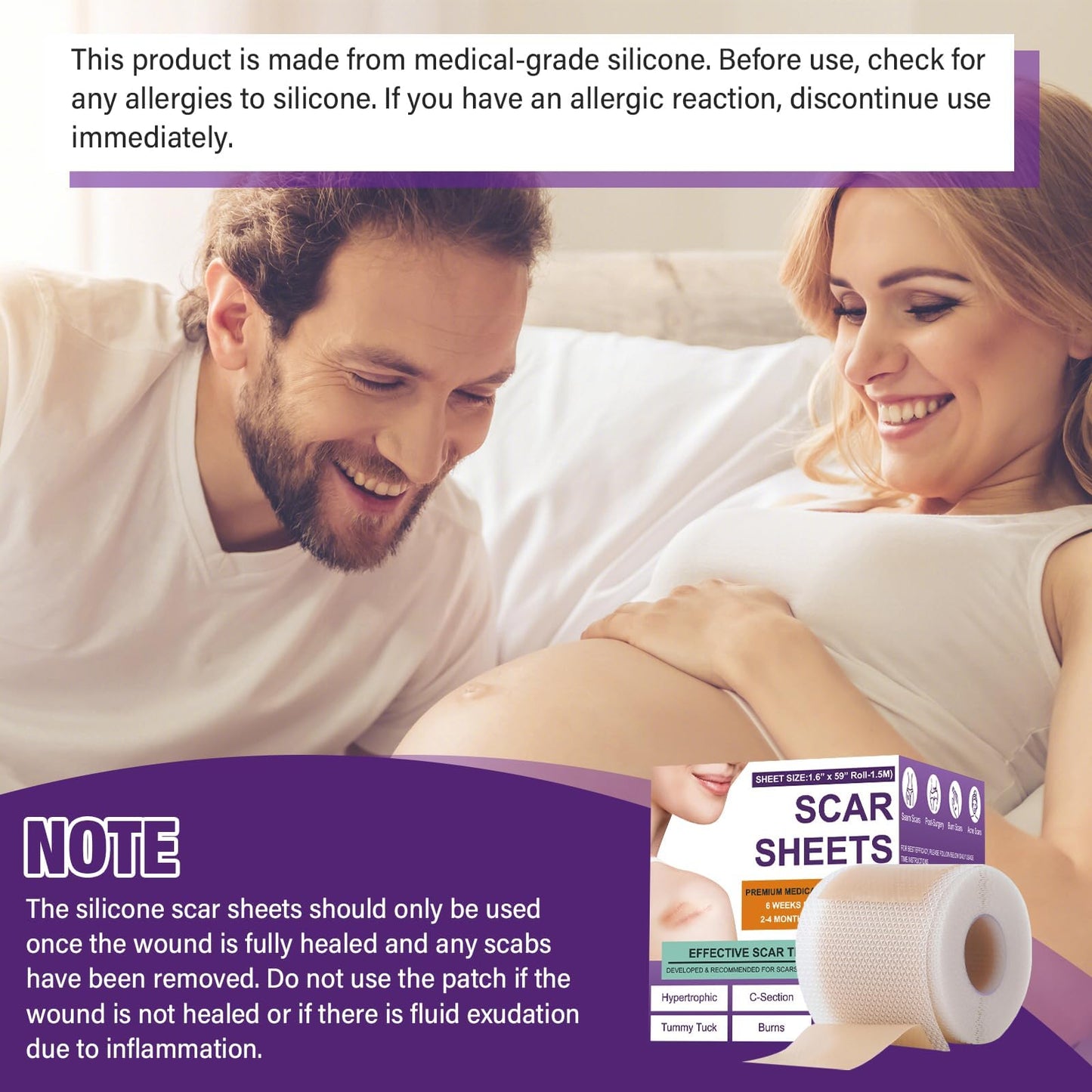 Silicone Scar Sheets,Silicone Scar Tape,Silicone Scar Removal Strips for Surgical,C-Section,Tummy Tuck,Keloid Scars Psecici