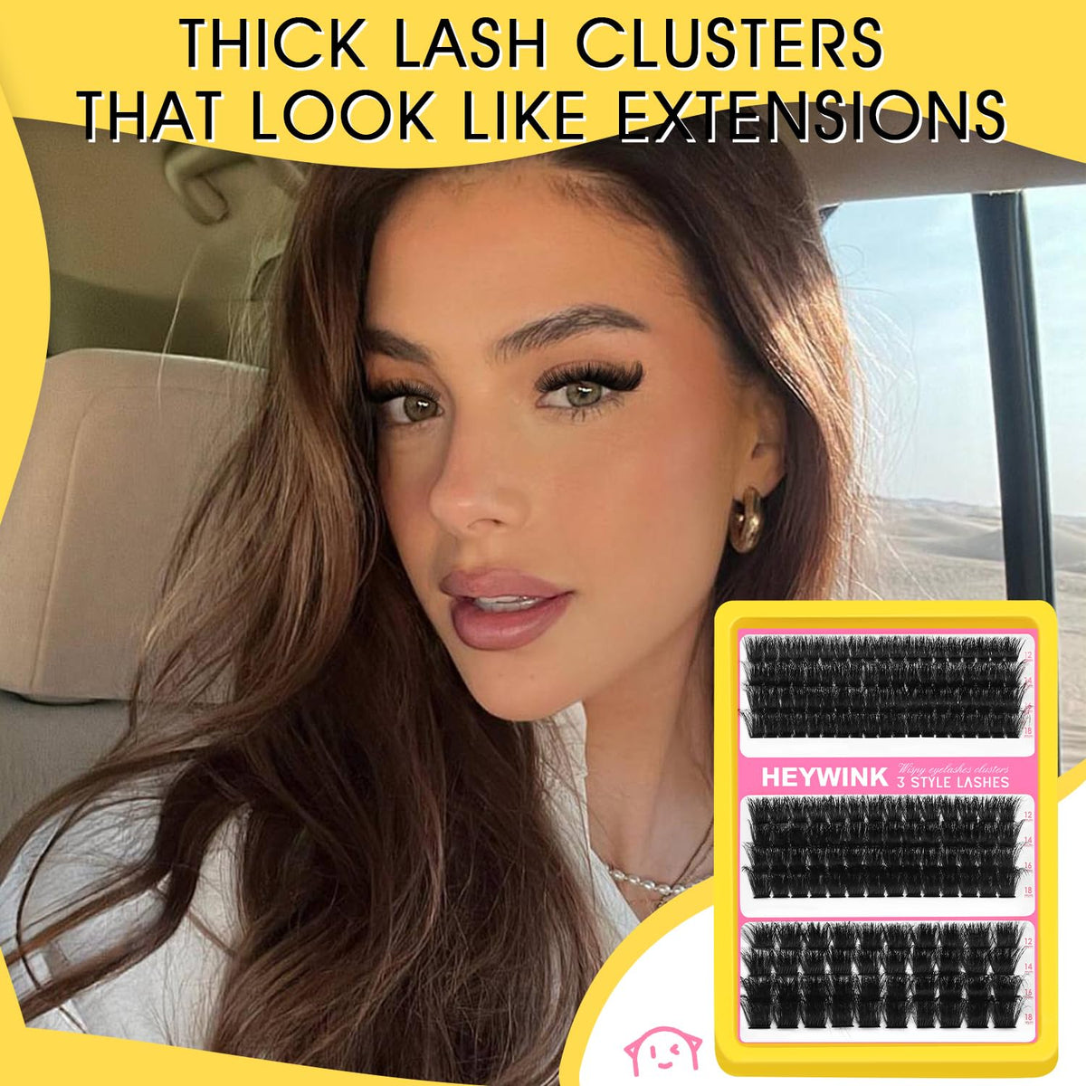 HEYWINK Lash Clusters Kit 60D 80D 100D Thick Cluster Eyelash Extensions 12-18mm Lash Clusters Individual Lash Extensions DIY Clusters Lashes Extension at Home (60D+80D+100D 12-18MM Kit) HEYWINK