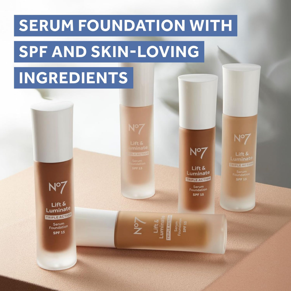 No7 Lift & Luminate Triple Action Serum Foundation, Cool Ivory, 1 Fl Oz No7