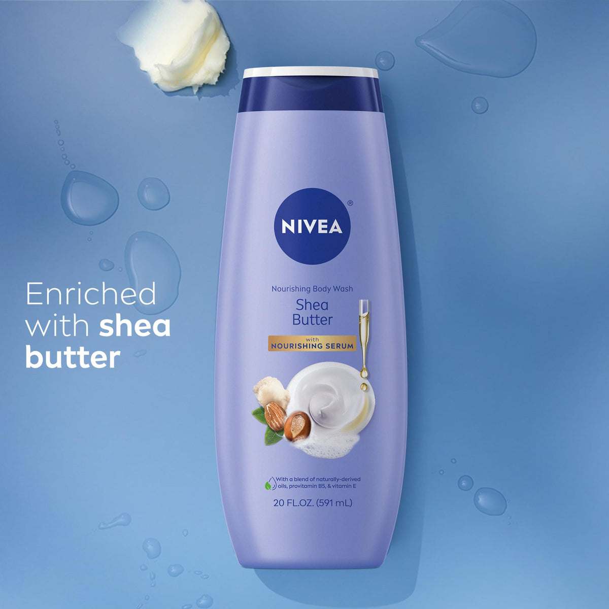 NIVEA Nourishing Shea Butter Body Wash, Nourishing Serum, 20 FL OZ NIVEA