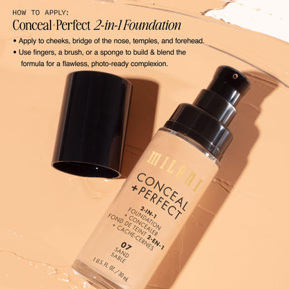 Milani Conceal + Perfect Liquid Foundation Makeup - Light Beige, 1 Fl. Oz Milani