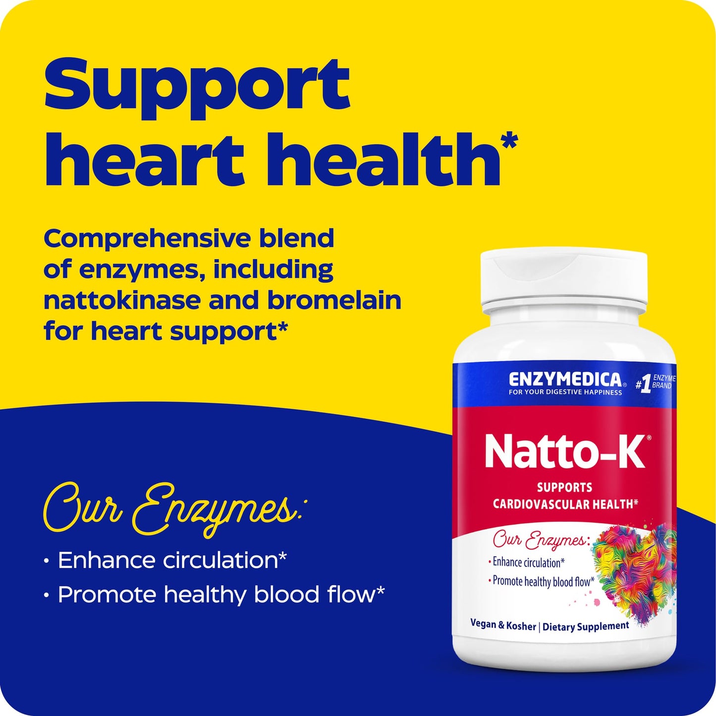 Enzymedica Natto-K Capsules, Vegan, Gluten Free, Kosher - 90 Capsules Gsupps Australia