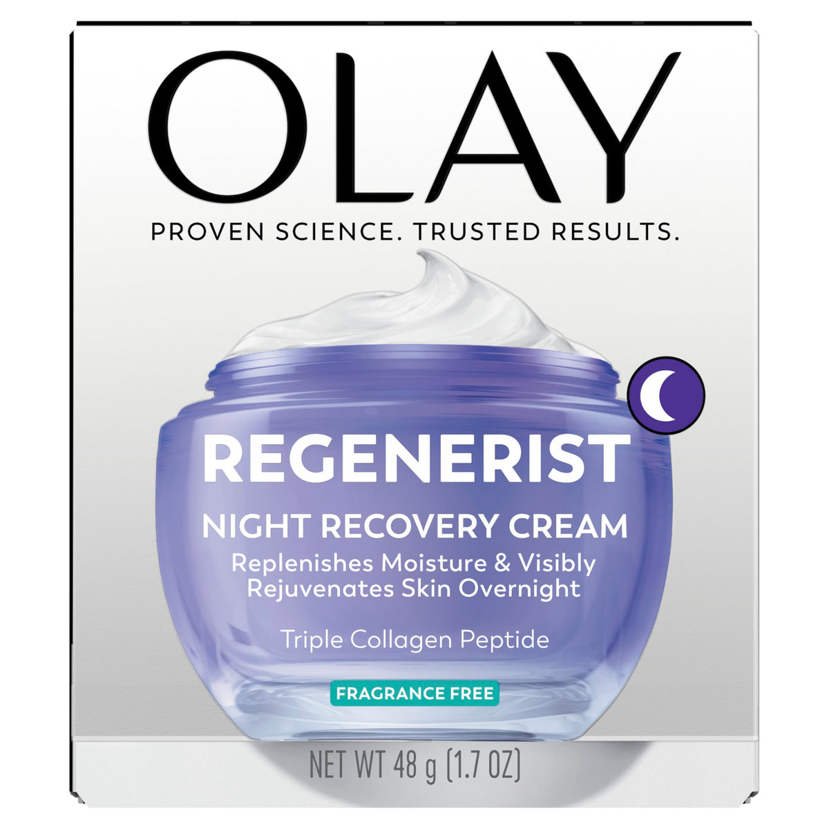 Olay Night Cream for Face, Anti-Aging Face Moisturizer for Women - Fragrance-Free Skin Care, Anti-Wrinkle, Exfoliate, Smooths Texture - Triple Collagen Cream, Niacinamide, Pro-Vitamin B5, 1.7Oz Olay