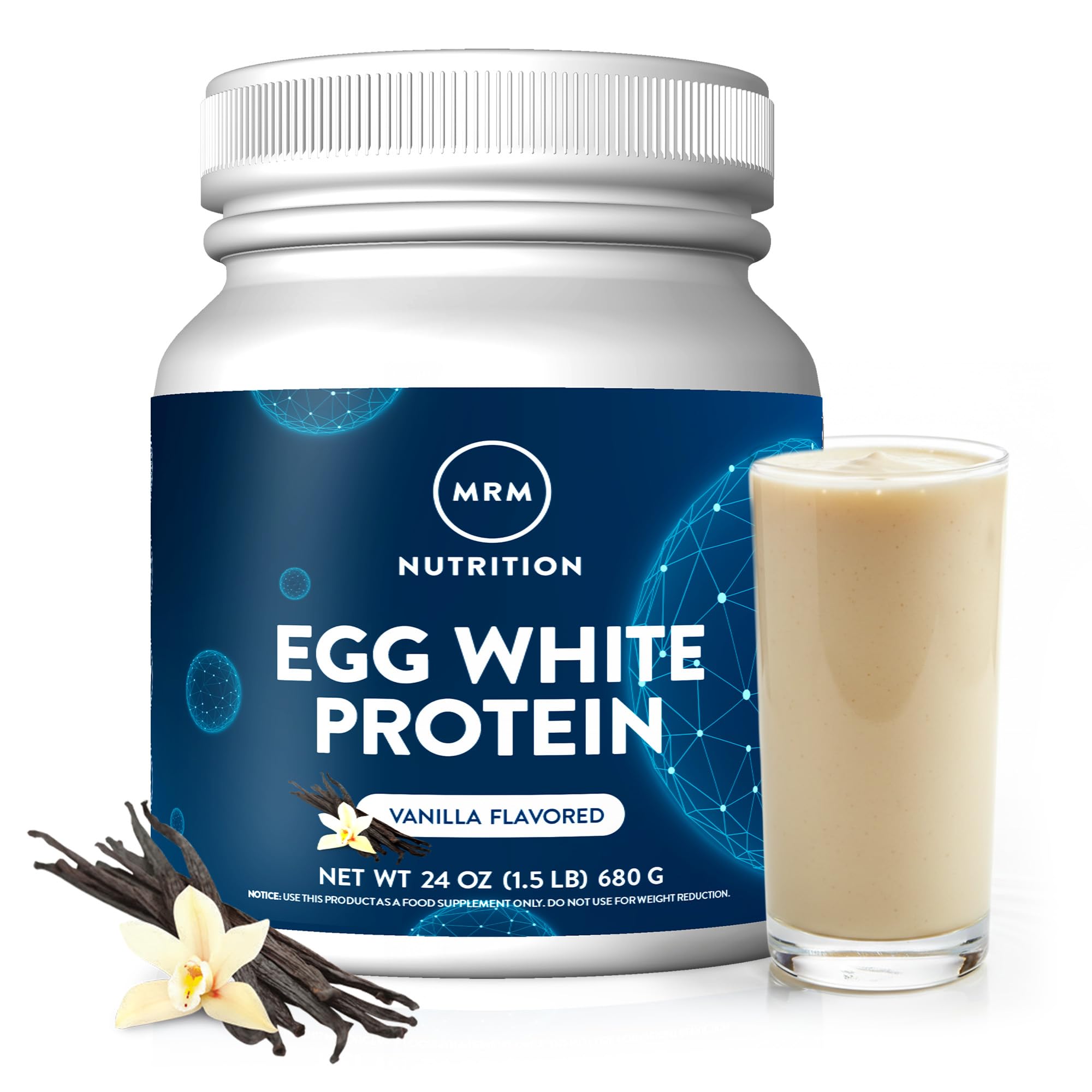 MRM Nutrition Egg White Protein - Sugar Free Vanilla Flavored Powder, 23g Fat-Free Protein with Digestive Enzymes, Free of Dairy, Gluten, and Soy, High Biological Value - 20 Servings MRM buy australia supplements