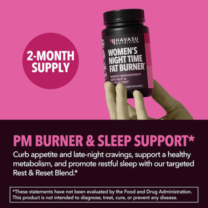 Night Time Fat Burner for Women, Belly Fat & Weight Loss Support, 60 Count | Appetite Suppressant and Overnight Metabolism Booster with Melatonin for Women, Vegan, Gluten Free, 60 Servings Gsupps Australia