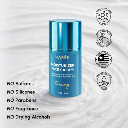 MAREE Face Moisturizer – Firming & Lifting Face Cream for Women with Collagen, Retinol & Hyaluronic Acid – Day & Night Anti-Aging Facial Wrinkle DD Cream Moisturizer for Dry Skin – 1.7 Fl Oz MAREE