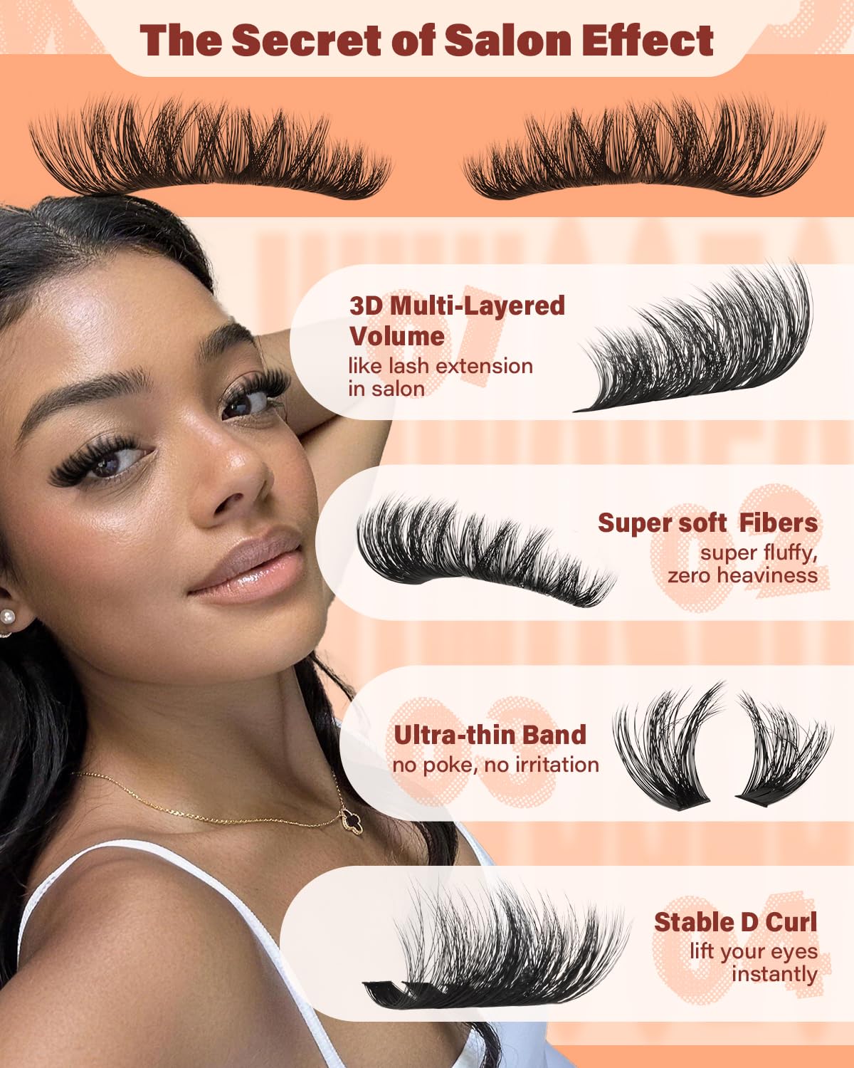 Lash Clusters Kit Fluffy 100D Thick Eyelash Clusters 10-18MM 192pcs D Curl wiwoseo