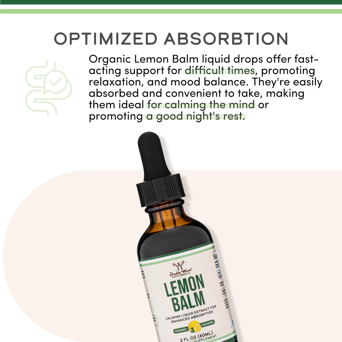 Double Wood Supplements Organic Lemon Balm Tincture - for Digestion & Relaxation 590mg - 2FL OZ, 120 Servings Double Wood Supplements
