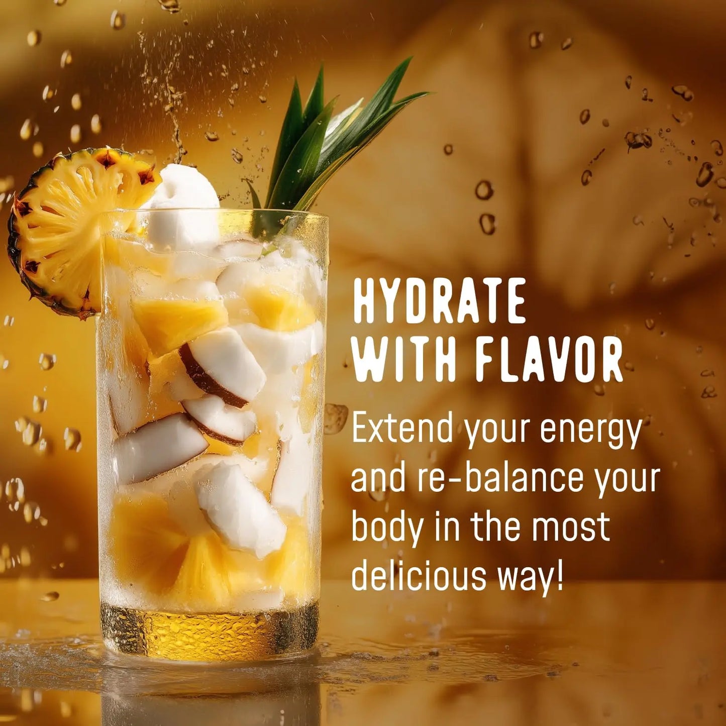 FlavCity Pineapple Coconut Electrolytes Powder Packets - 28 Hydration Packets - No Added Sugar - Hydration Powder with Real Fruit & Unrefined Sea Salt FlavCity