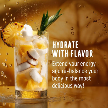 FlavCity Pineapple Coconut Electrolytes Powder Packets - 28 Hydration Packets - No Added Sugar - Hydration Powder with Real Fruit & Unrefined Sea Salt FlavCity