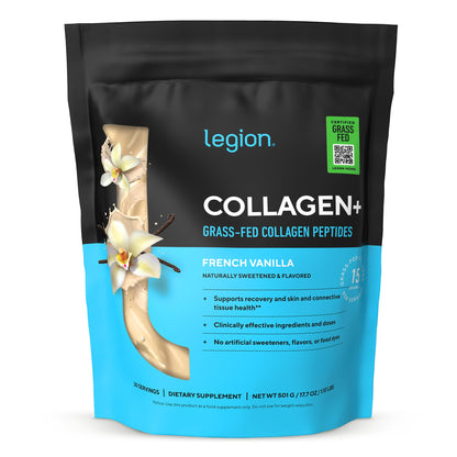 LEGION Athletics Hydrolyzed Collagen Peptides Powder - Solugel Ultra BD Bovine Collagen with Vitamin C - Joint, Skin, and Nail Support - Unflavored, 30 Servings