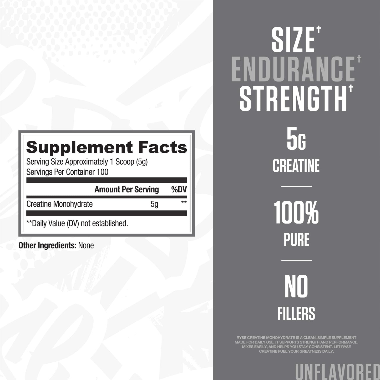 RYSE Creatine Monohydrate Powder - Unflavored - Supports Men & Women Lean Muscle Growth, Strength, Power, and Endurance - Helps Reduce Fatigue and Improve Workout Recovery - 60 Servings