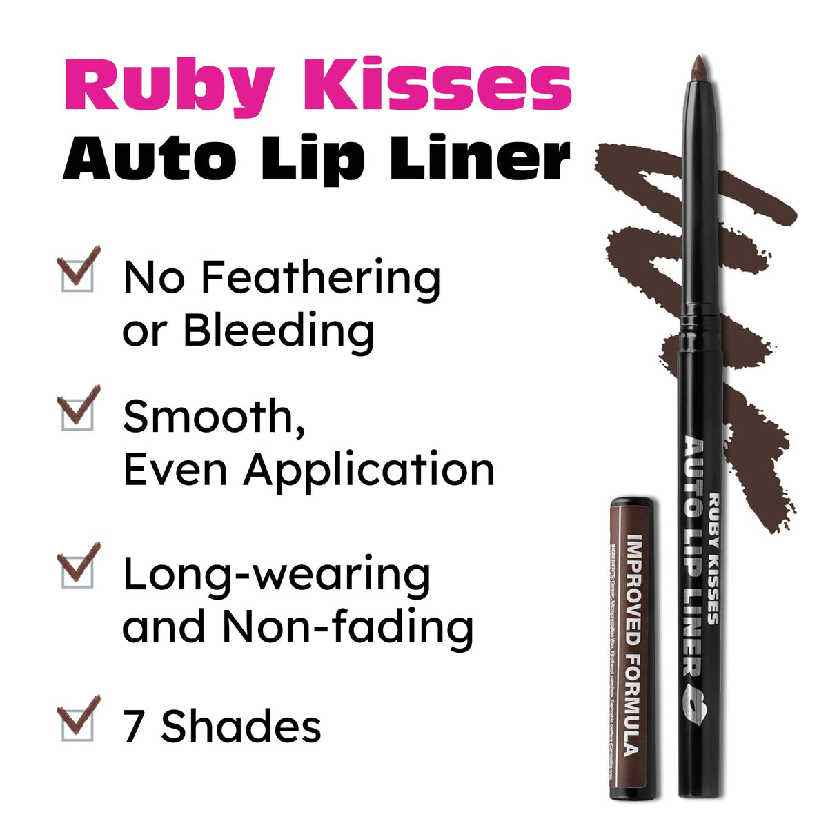 Ruby Kisses Auto Lip Liner, Dark Brown Ruby Kisses