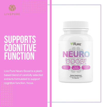 Pure Neuro Boost | 30 Capsules |  Supplement to Support Energy, Memory, and Focus | Supports Better Concentration & Healthy Brain Function PURE