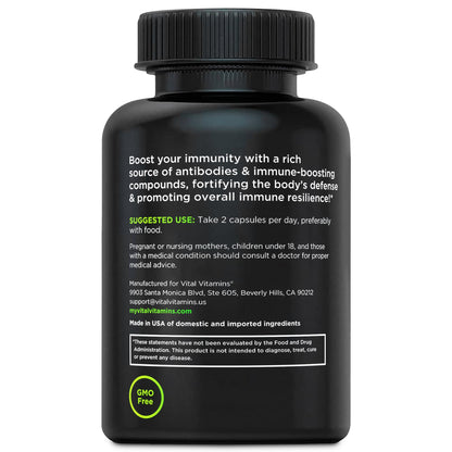 Vital Vitamins Colostrum Supplement, 30% IgG, Grass-Fed Bovine, 60 Capsules | Supports Immune Defense & Gut Health, Colostrum with Vitamin C, Zinc, & Selenium, Non-GMO Gsupps Australia