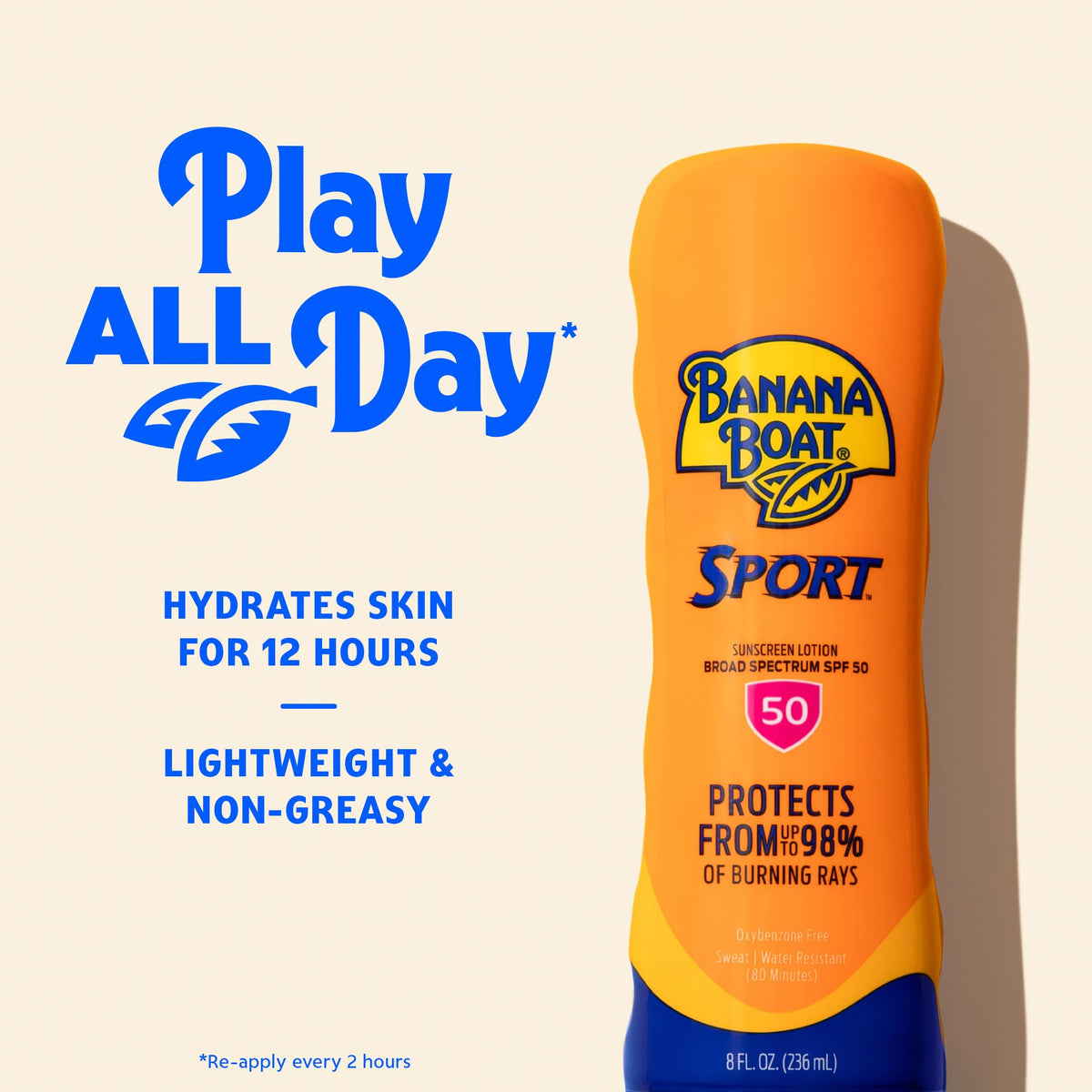 Banana Boat Sport SPF 50 Sunscreen Lotion, Family Size, 12 Fl Oz Banana Boat