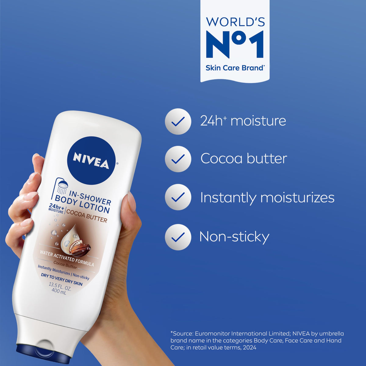 NIVEA Nourishing In Shower Body Lotion, Cocoa Butter, 13.5 FL OZ NIVEA