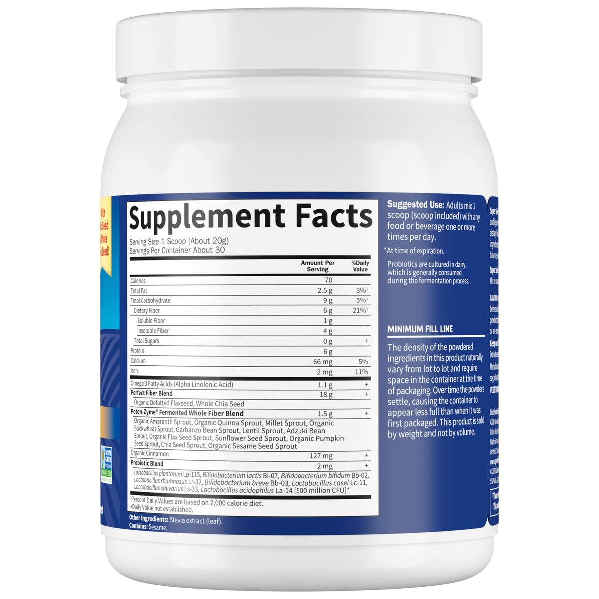 Garden of Life Super Seed - Vegetarian Whole Food Fiber Supplement with Protein and Omega 3, 5oz (600g) Powder Garden of Life