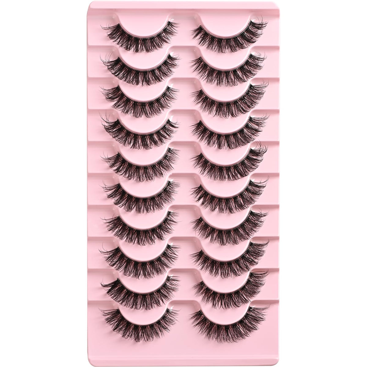 APCYUST Lashes False Wispy Eyelashes Natural Cat Eye Lash Strips 10 Pairs Fake Mink Eyelash Pack 9-14mm Natural Look Fluffy Strip Lashes Clear Band Easy Eyelashes for Beginners with Cluster Looking APCYUST