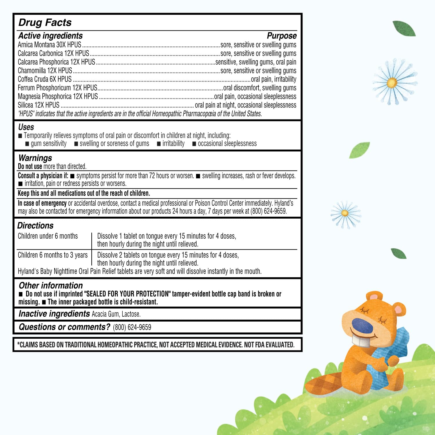Hyland's Baby Nighttime Oral Pain Relief Tablets - 125-Count, Up to 62 Doses - Baby and Toddler Soothing Tablets with Chamomile for Discomfort, Irritability & Swelling Hyland's buy australia supplements