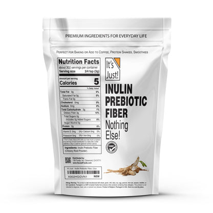 It's Just! - Inulin Prebiotic Fiber, Water Soluble, Chicory Root Powder, Promotes Gut Health, Made in USA, Product of Belgium, Vegan/Keto Friendly It's Just!