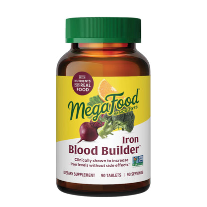 MegaFood Blood Builder Iron Supplement for Women & Men - Increase Iron Levels Without Side Effects - Combats Fatigue - with Vitamin B12, Folic Acid MegaFood