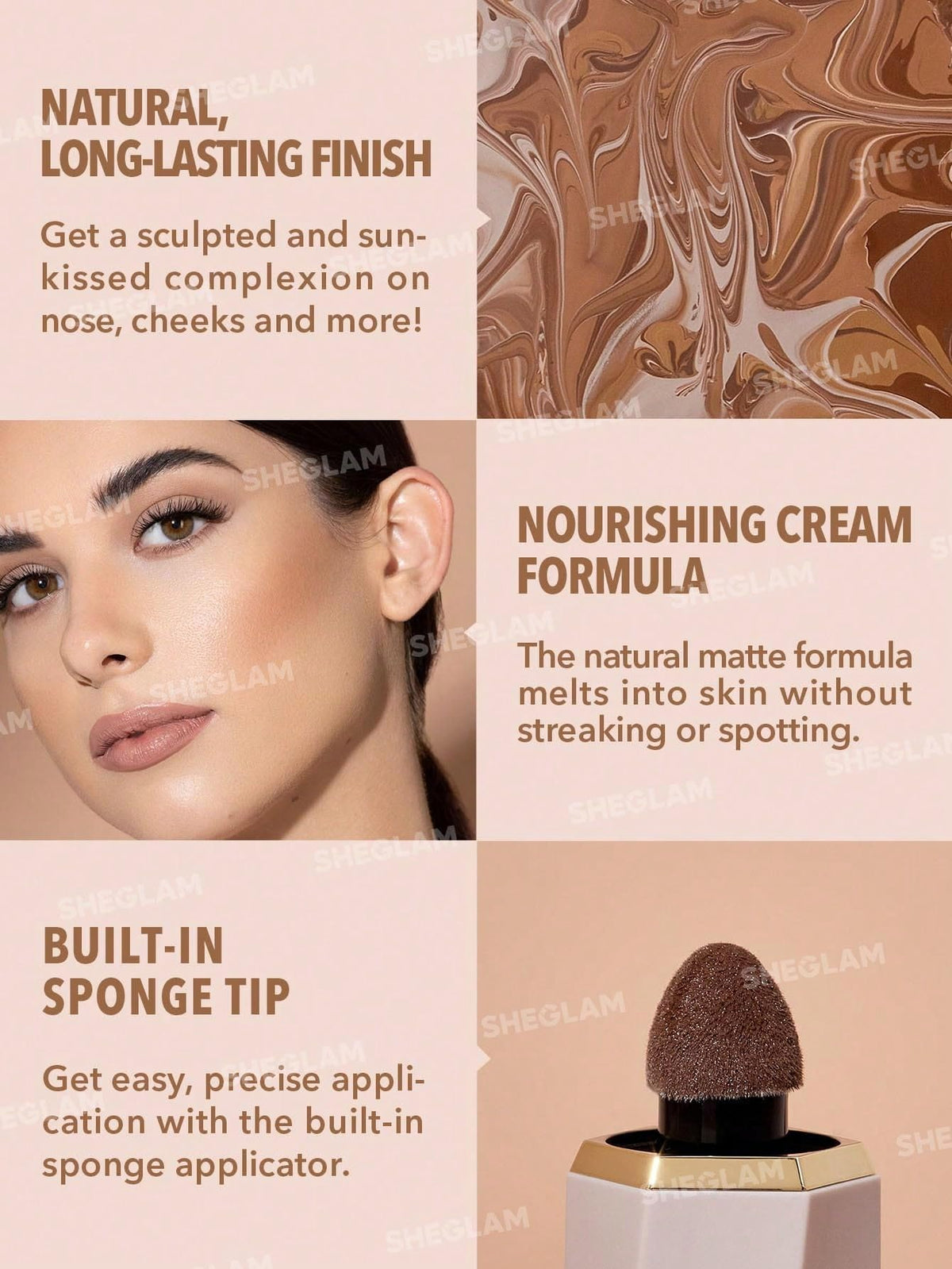 SHEGLAM Sun Sculpt Cool Toned Liquid Contour Stick Long Lasting Cream Bronzer Makeup - 01 Soft Tan SHEGLAM
