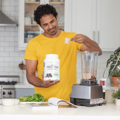 BRAINMD Dr Amen Omni Protein Chocolate - 2.38 lbs - Plant-Based Protein Powder - Promotes Energy & Exercise Recovery - Vegan, Vegetarian, Sugar Free, Gluten Free - 30 Servings