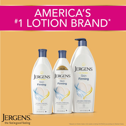 Jergens Skin Firming Body Lotion for Dry to Extra Dry Skin, Skin Tightening Cream with Collagen and Elastin, Dermatologist Tested, Hydralucence Blend Formula, 16.8 Oz Jergens