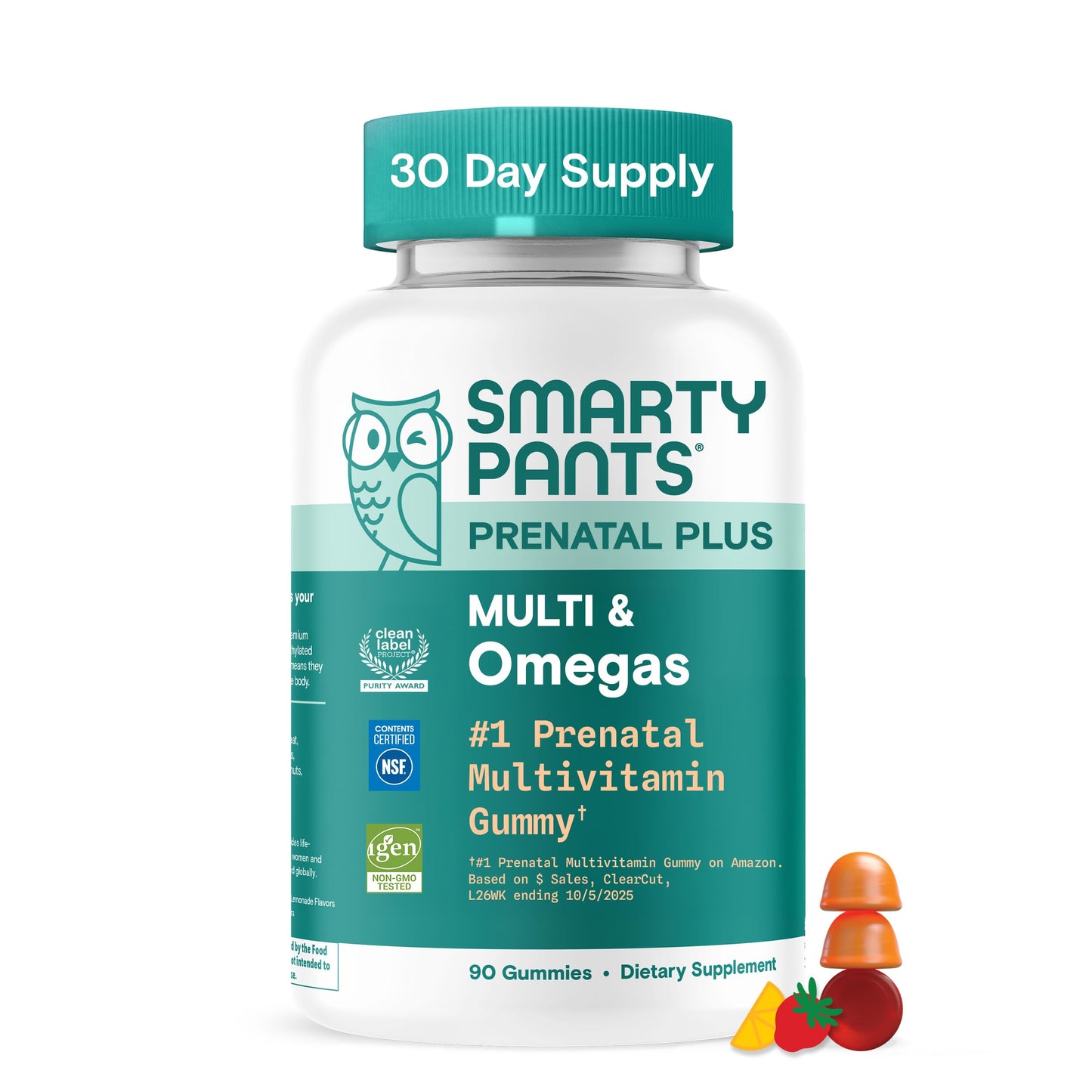 SmartyPants Prenatal Multivitamin Gummies with Omega 3 DHA/EPA, Methylfolate, Biotin, Vitamins D3, C, B12, B6, A, K, and Zinc, Gluten Free, Clean Label SmartyPants