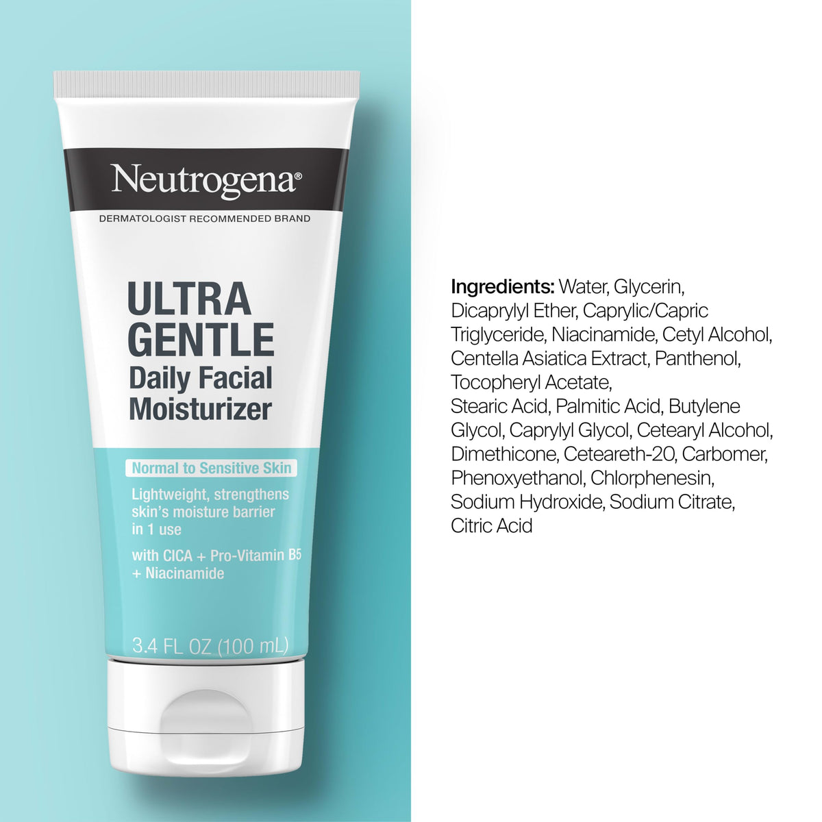 Neutrogena Ultra Gentle Daily Face Moisturizer, Fragrance-Free, 3.4 fl. oz Neutrogena