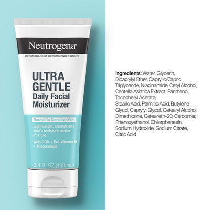 Neutrogena Ultra Gentle Daily Face Moisturizer, Fragrance-Free, 3.4 fl. oz Neutrogena