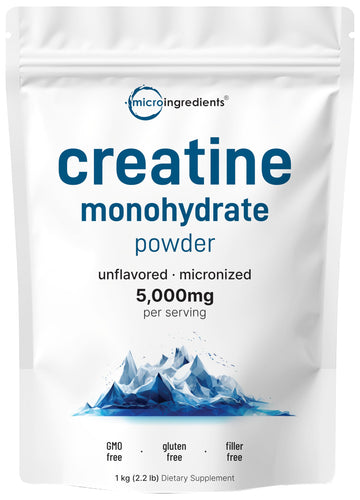 Creatine Monohydrate Powder 1 kg (2.2 Lbs), 5000mg Per Serv, Micronized Creatine Powder, Unflavored, Pure, No Filler, Keto & Vegan Friendly, Easy Dissolve Pre Workout Creatine for Women and Men Micro Ingredients buy australia supplements