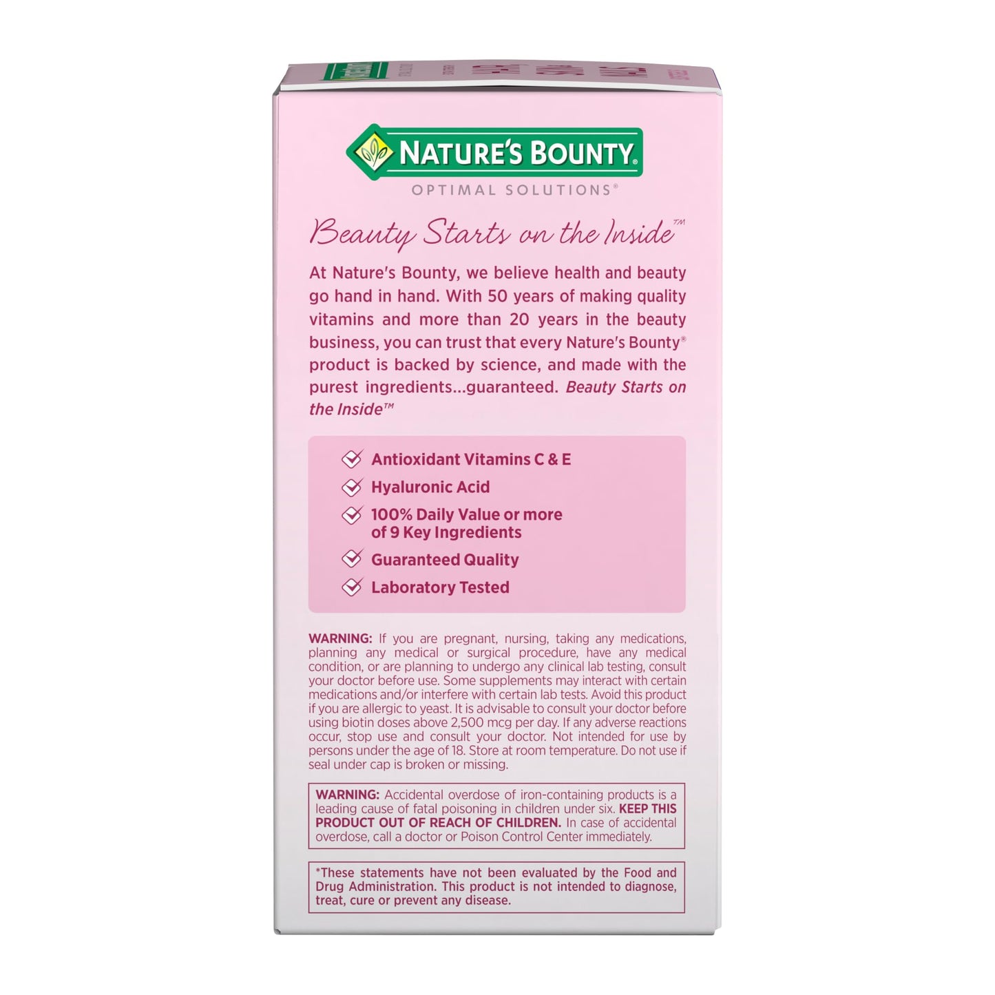 Nature's Bounty Advanced Hair, Skin & Nails, Argan-Infused Vitamin Supplement with Biotin and Hyaluronic Acid, 150 Rapid Release Softgels, 50 Total Servings Nature's Bounty