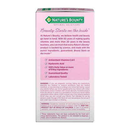 Nature's Bounty Advanced Hair, Skin & Nails, Argan-Infused Vitamin Supplement with Biotin and Hyaluronic Acid, 150 Rapid Release Softgels, 50 Total Servings Nature's Bounty