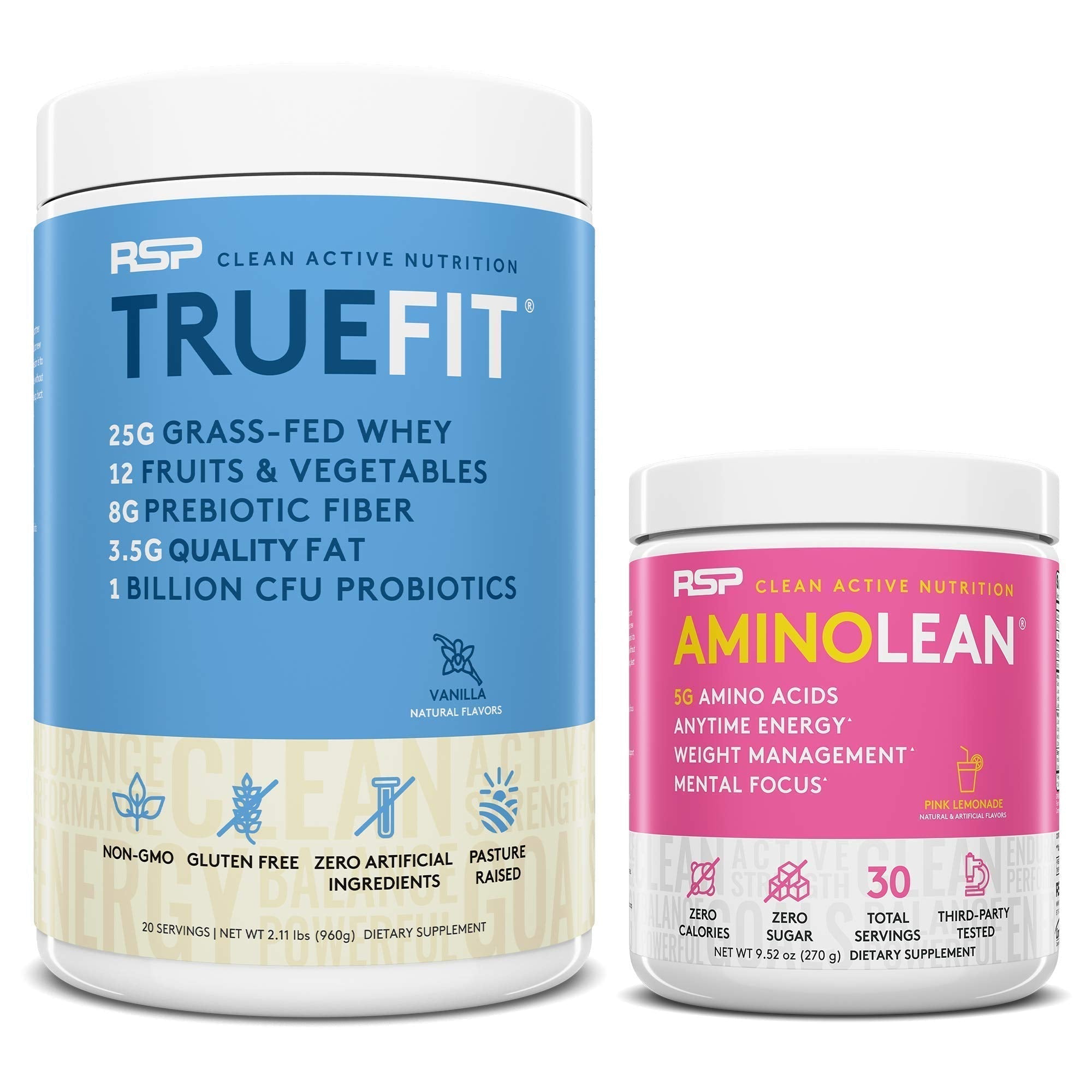 RSP NUTRITION TrueFit Protein Powder (Vanilla 2 LB) with AminoLean Pre Workout Energy RSP NUTRITION buy australia supplements