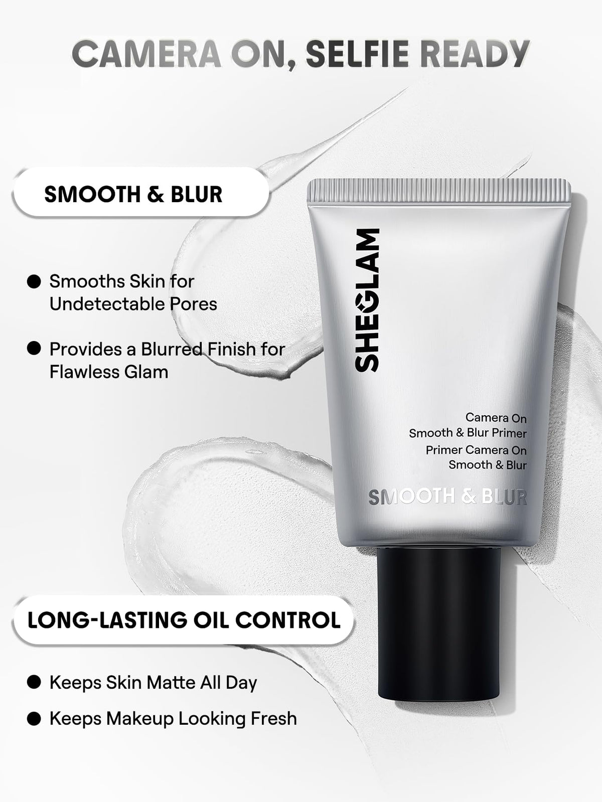 SHEGLAM Camera On Smooth & Blur Primer Mattifying Makeup Base Primer for Smoothing Skin SHEGLAM