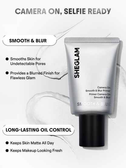 SHEGLAM Camera On Smooth & Blur Primer Mattifying Makeup Base Primer for Smoothing Skin SHEGLAM