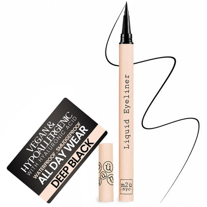 Waterproof Liquid Eyeliner Pen (Black) – No Smudge, Up to 24 Hour Wear M2U NYC