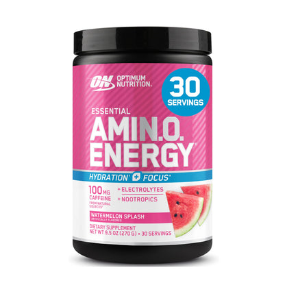 Optimum Nutrition Amino Energy Powder Plus Focus, with BCAA, Electrolytes, and Caffeine, Watermelon, 30 Servings (Packaging May Vary) Optimum Nutrition