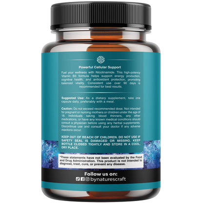 Vitamin B3 Niacinamide 500mg Capsules - Mitochondrial Energy and Potent Skin Supplement - Vitamin B3 Niacin Flush Free and Nicotinamide 500mg - Flush Free Niacin Supplement - 60 Count Gsupps Australia