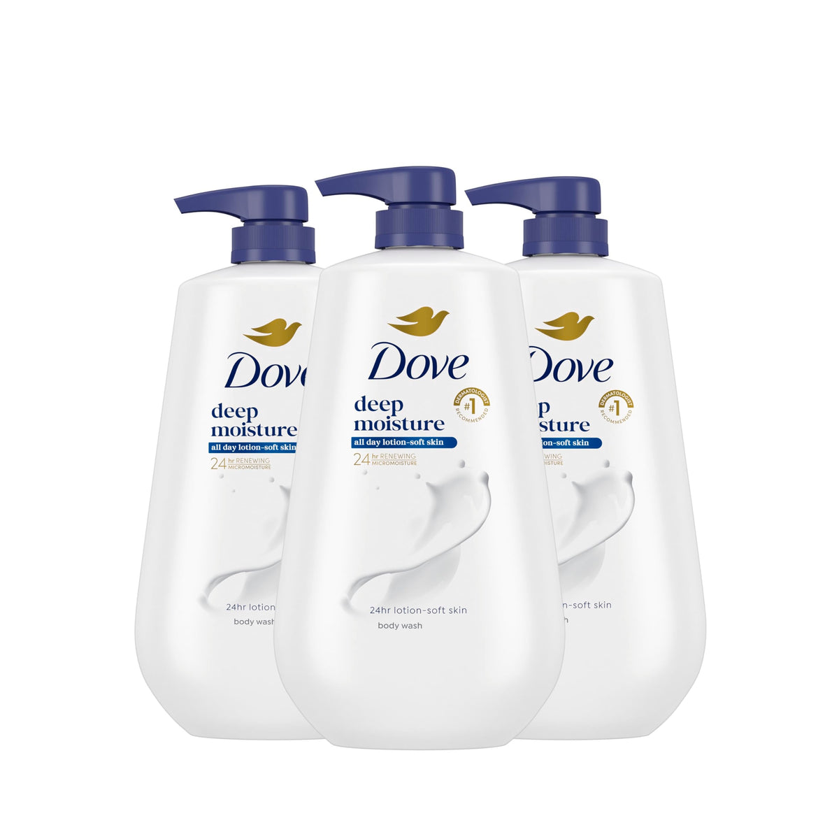 Dove Body Wash Deep Moisture 30.6 oz Pump 3 Pack, Sulfate Free Dove